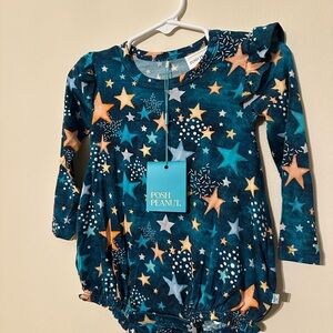 Posh Peanut Teal and Orange Star Romper